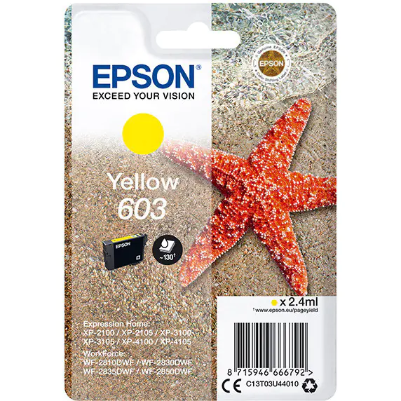 ⁨Tusz EPSON (603/C13T03U44010) żółty 2,4ml⁩ w sklepie Wasserman.eu