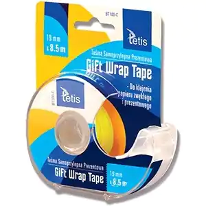 ⁨Taśma z podajnikiem 19x8,5m prezentowa TETIS BT100-C gift wrap tape⁩ w sklepie Wasserman.eu
