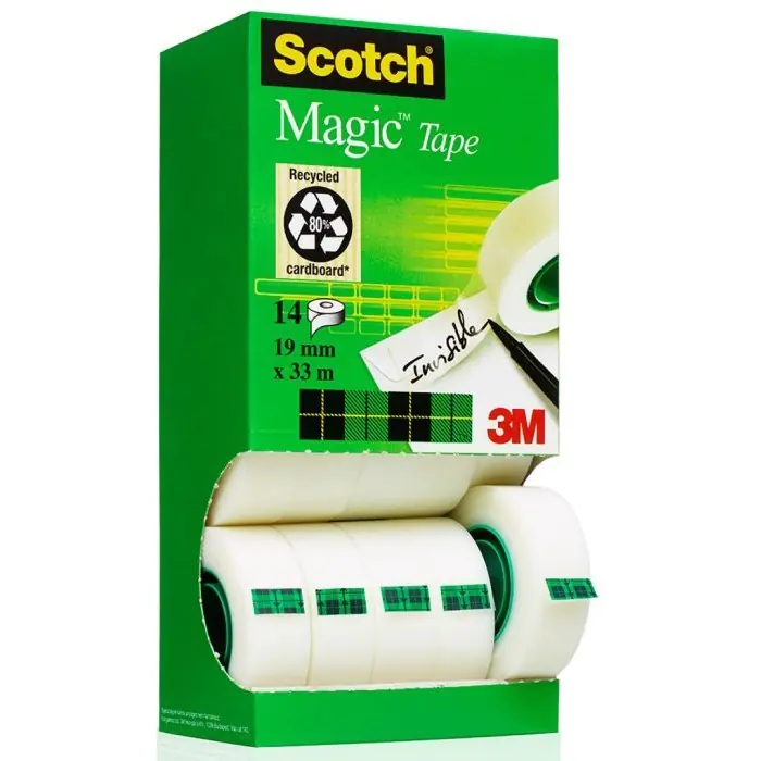 ⁨Taśmy SCOTCH MAGIC 19x33m 12+2 w kartonowym podajniku rolki 8-1933R14 3M⁩ w sklepie Wasserman.eu