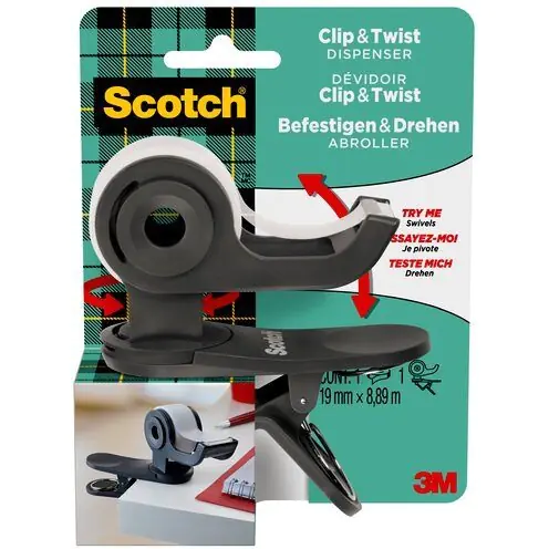 ⁨Podajnik SCOTCH Clip&Twist do taśmy kl. zielony+ taśma 19x 8,89m⁩ w sklepie Wasserman.eu