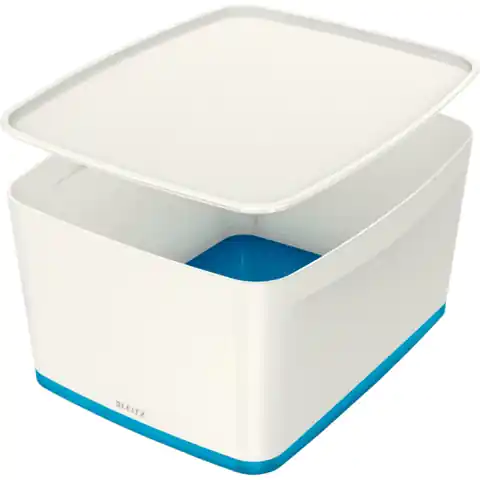 ⁨Pojemnik MyBOX duży z pokrywką biało-niebieski LEITZ 52161036⁩ w sklepie Wasserman.eu