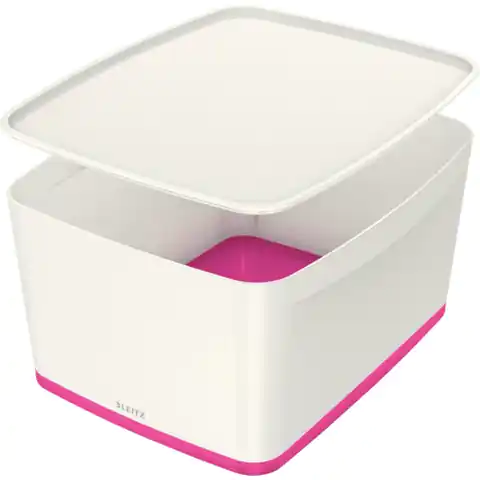 ⁨Pojemnik MyBOX duży z pokrywką biało-różowy LEITZ 52161023⁩ w sklepie Wasserman.eu