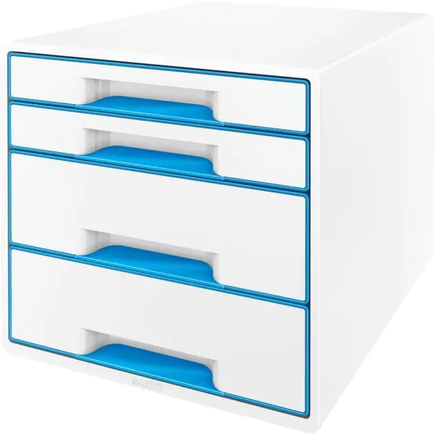 ⁨Container with 4 drawers LEITZ WOW white-blue 52132036⁩ at Wasserman.eu