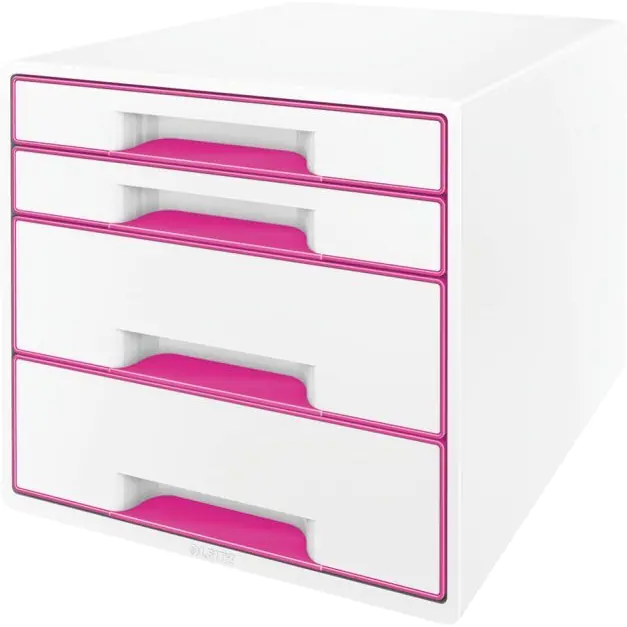 ⁨Container with 4 drawers LEITZ WOW white-pink 52132023⁩ at Wasserman.eu