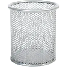 ⁨Pen cup NATUNA mesh silver round 100x90mm (hxd)⁩ at Wasserman.eu