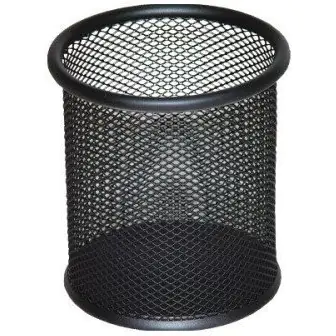 ⁨Pen cup NATUNA mesh black round 100x90mm (Hxd)⁩ at Wasserman.eu