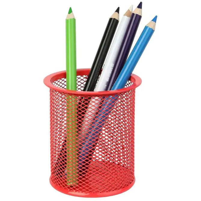 ⁨Pen cup NATUNA mesh red round 100x90mm (hxd)⁩ at Wasserman.eu