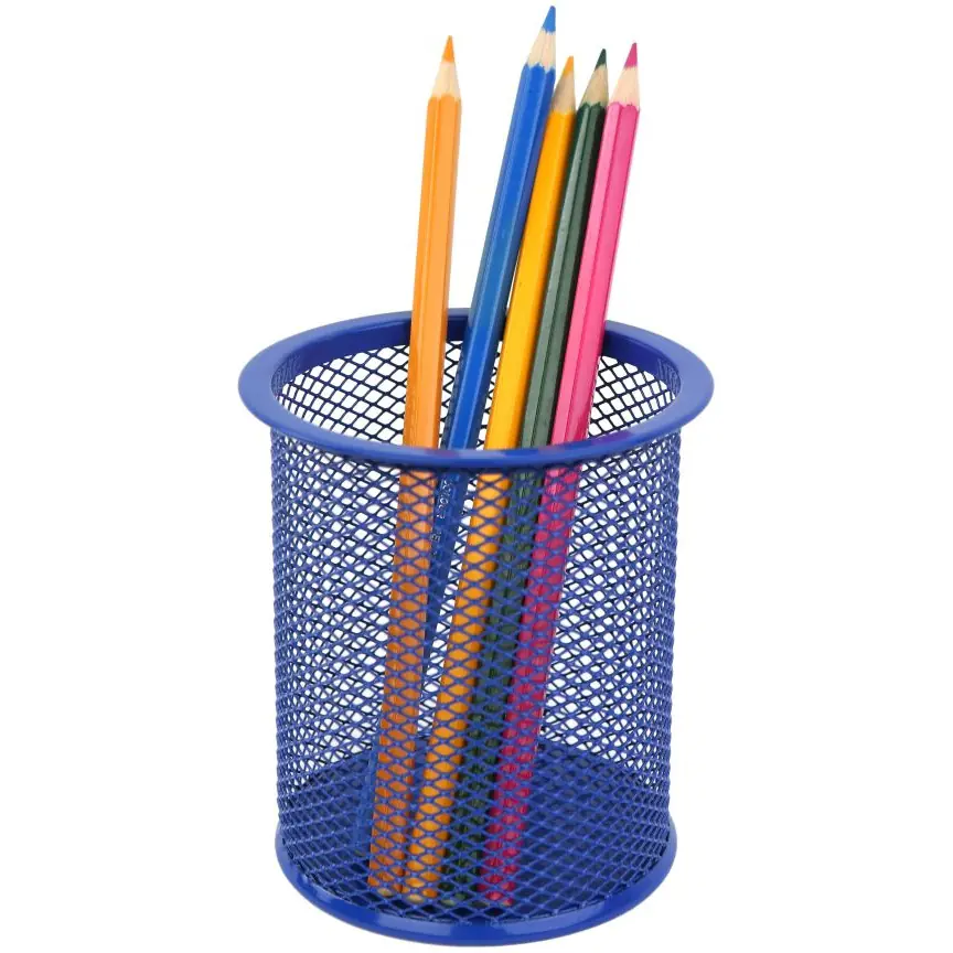 ⁨Pen cup NATUNA mesh blue round 100x90mm (Hxd)⁩ at Wasserman.eu