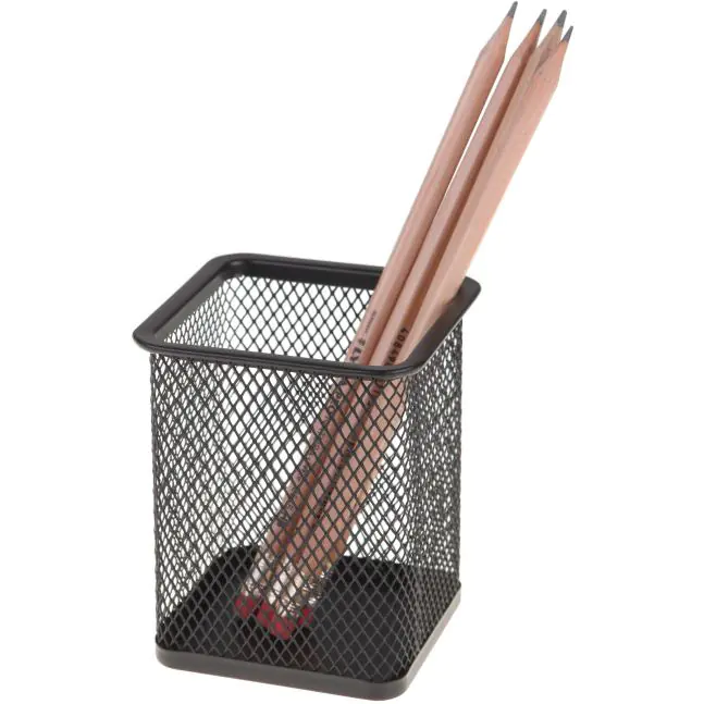 ⁨Pen cup NATUNA mesh black square 100x80x80mm (height xw)⁩ at Wasserman.eu