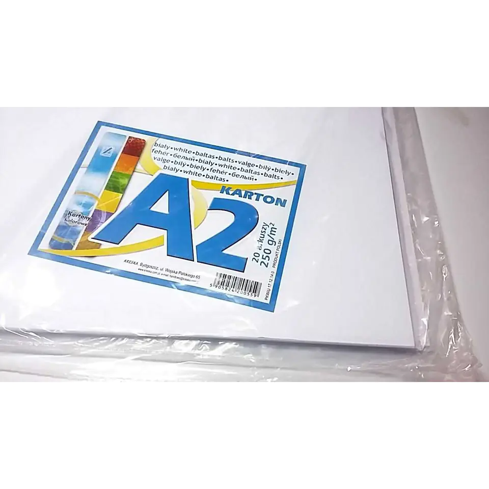 ⁨Brystol A2 250g (20 arkuszy) biały KRESKA⁩ w sklepie Wasserman.eu