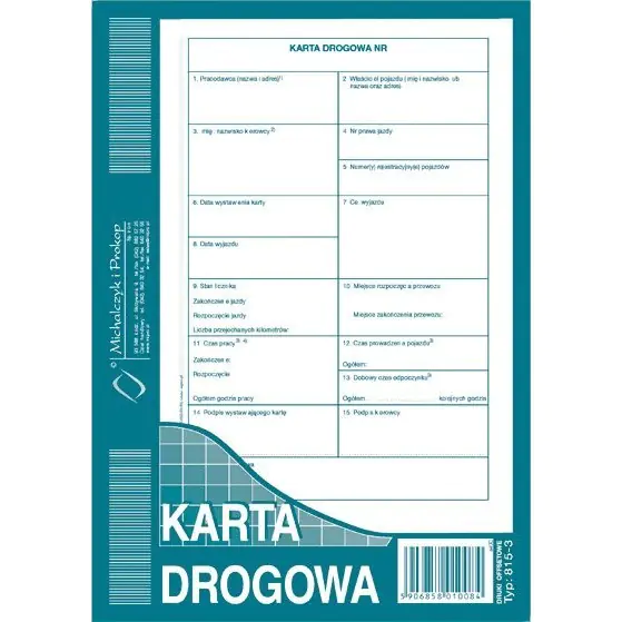 ⁨Karta drogowa A5 Numerowana 815-3N⁩ w sklepie Wasserman.eu