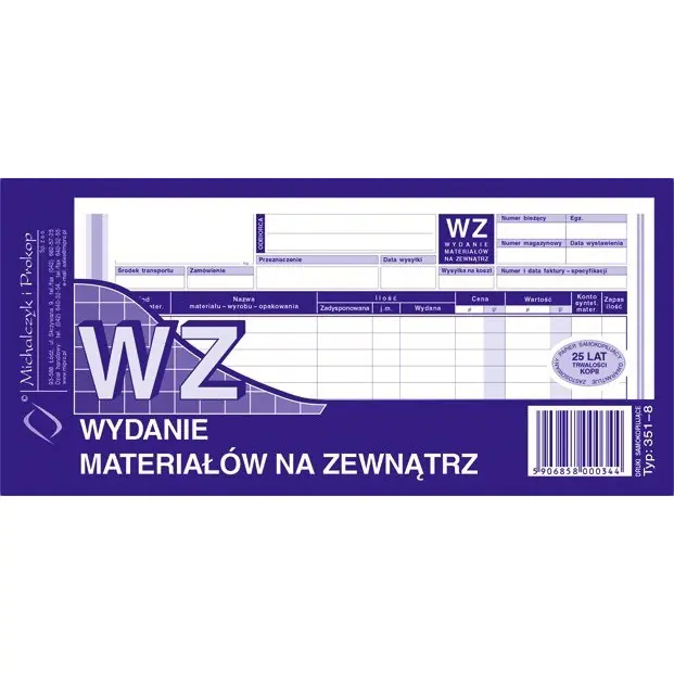 ⁨351-8 WZ wydanie materiałów na zewnątrz 1/3A4 80 kartek Michalczyk i Prokop⁩ w sklepie Wasserman.eu