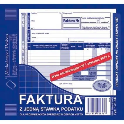 ⁨131-4E Faktura z jedną stawką podatku sprzedaż w netto 2/3A5 Michalczyk i Prokop⁩ w sklepie Wasserman.eu