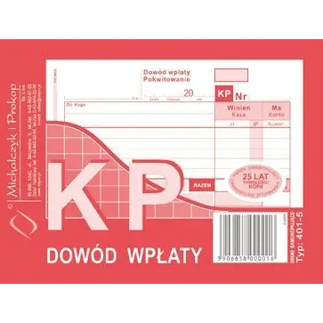 ⁨401-5 KP Dowód Wpłaty A6 80 kartek MICHALCZYK I PROKOP (kasa przyjmie)⁩ w sklepie Wasserman.eu