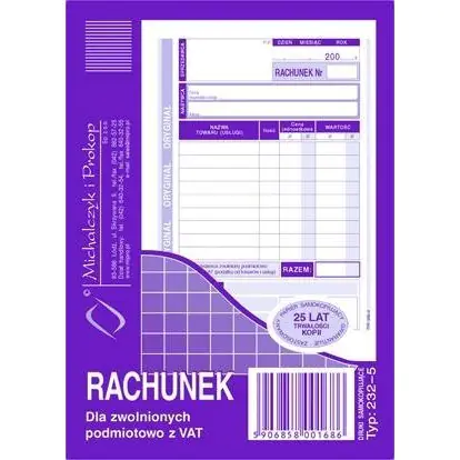 ⁨232-5 Rachunek A6 (pion) ory.+kop. 80k Michalczyk i Prokop⁩ w sklepie Wasserman.eu