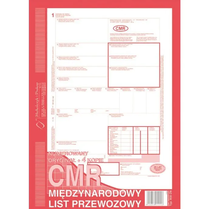 ⁨800-2 CMR A4 80kartek 1+4 międzynarodowy list przewozowy Michalczyk⁩ w sklepie Wasserman.eu