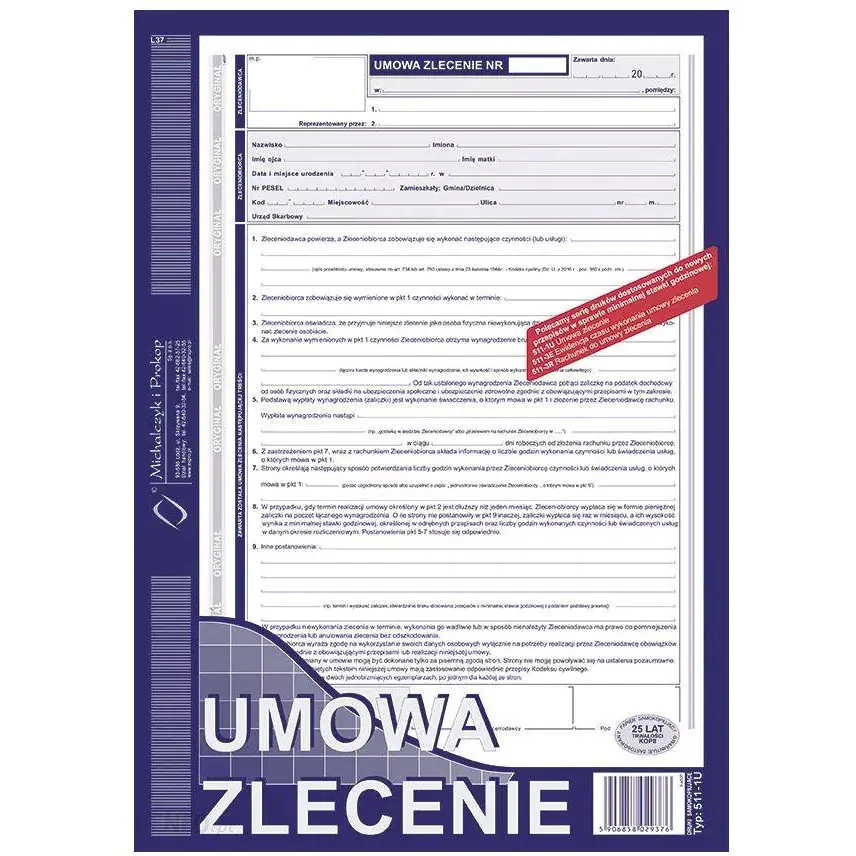 ⁨511-1U Umowa zlecenie A4 40 kartek Michalczyk i Prokop⁩ w sklepie Wasserman.eu