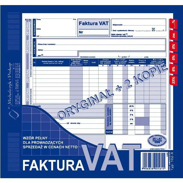⁨102-XE/N Faktura VAT 2/3 A4 (pełna oryginał +2kopie ) Michalczyk i Prokop⁩ w sklepie Wasserman.eu