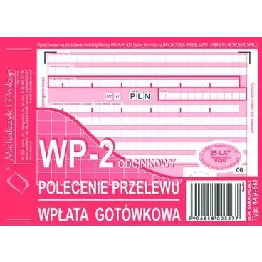 ⁨449-5M Polecenie przelewu (1+1) A6 80kartek Michalczyk i Prokop⁩ w sklepie Wasserman.eu