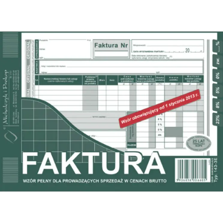 ⁨143-3E Faktura VAT MICHALCZYK&PROKOP A5 80 kartek⁩ w sklepie Wasserman.eu
