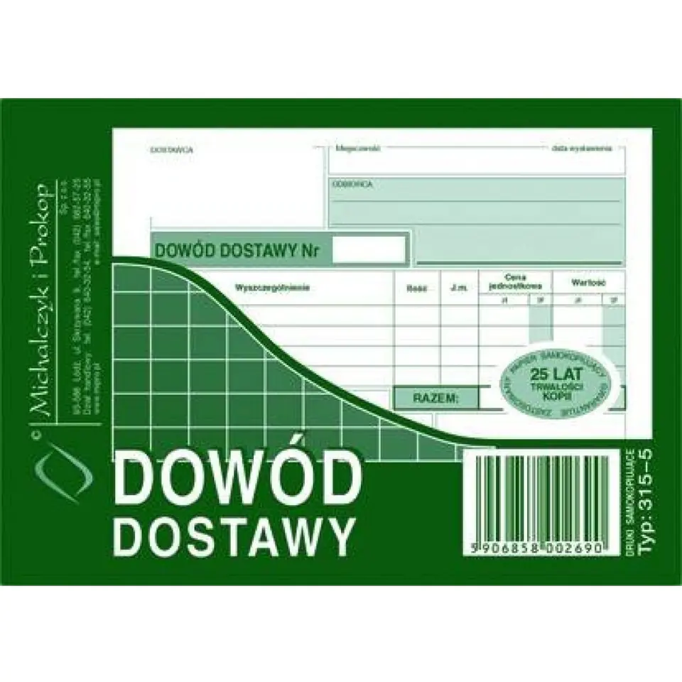 ⁨315-5 Dowód dostawy A6 wielokopia MICHALCZYK&PROKOP⁩ w sklepie Wasserman.eu