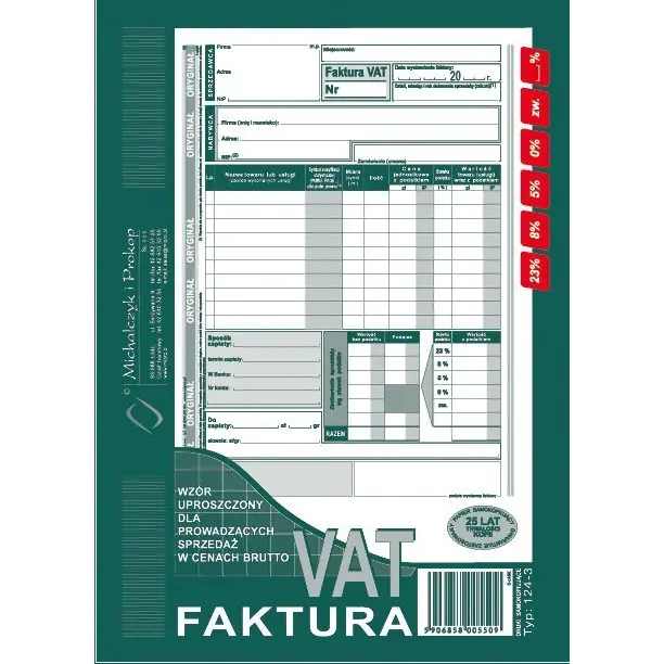 ⁨124-3E Faktura VAT brutto A5piN! (pion-upr.)MICHALCZYK I PROKOP⁩ w sklepie Wasserman.eu