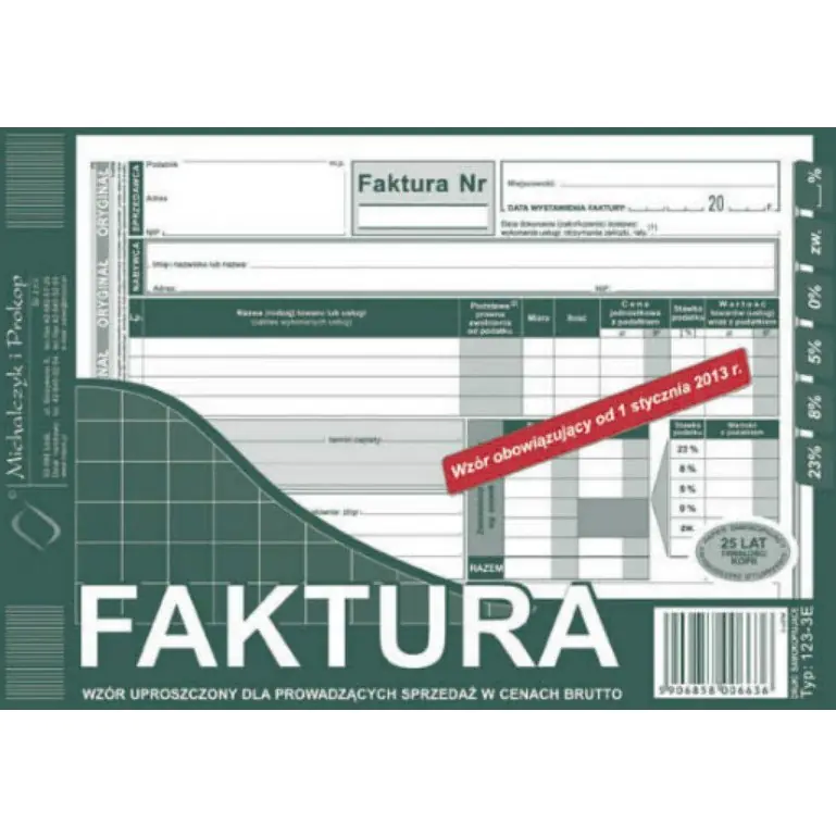 ⁨123-3E Faktura VAT A5 brutto uproszczona (poziom) MICHALCZYK i PROKOP⁩ w sklepie Wasserman.eu