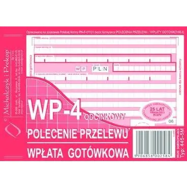 ⁨445-5M Polecenie przelewu (1+3) A6 80kartek Michalczyk i Prokop⁩ w sklepie Wasserman.eu