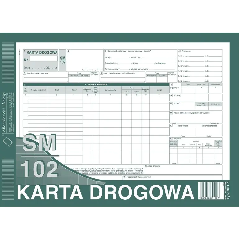 ⁨801-1 Karta drogowa SM/102 (samochód ciężarowy) A4 offset MICHALCZYK⁩ w sklepie Wasserman.eu