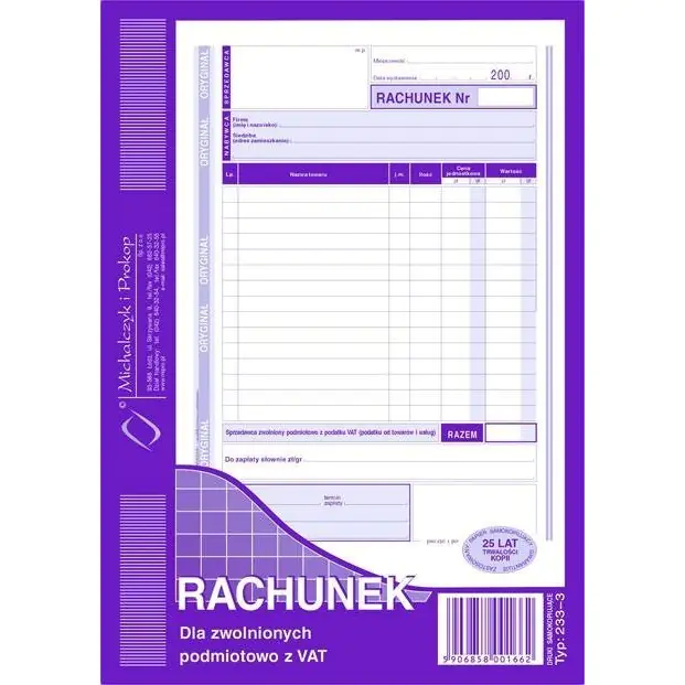 ⁨233-3 Rachunek A5 (pion) ory.+kop. 80k Michalczyk i Prokop⁩ w sklepie Wasserman.eu