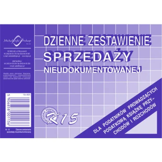 ⁨K-15 Dzienne zestawienie sprzedaży A6 księgowo nieudokumentowanej MICHALCZYK i PROKOP⁩ w sklepie Wasserman.eu