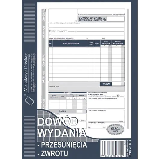 ⁨316-3 DW Dowód wydan.prze.zwro MICHALCZYK I PROKOP⁩ w sklepie Wasserman.eu