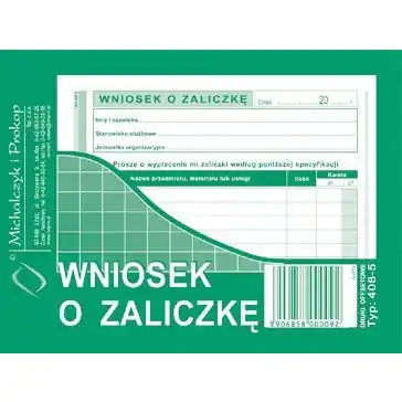 ⁨408-5 Application for advance payment MICHALCZYK&PROKOP A6 40 sheets⁩ at Wasserman.eu