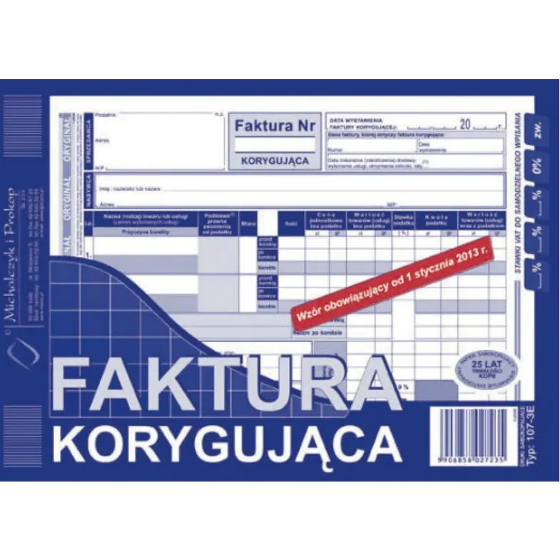 ⁨107-3E Faktura VAT korygująca A5 80k Michalczyk i Prokop⁩ w sklepie Wasserman.eu