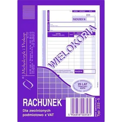 ⁨222-5 Rachunek A6 (pion) wielokopia 80k Michalczyk i Prokop⁩ w sklepie Wasserman.eu