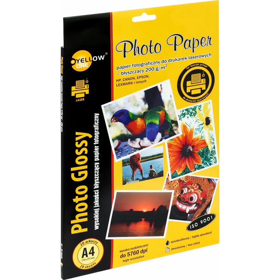 ⁨Papier foto YELLOW ONE A4 200g A20 błyszczący (L4G200) LASER 150-1378⁩ w sklepie Wasserman.eu