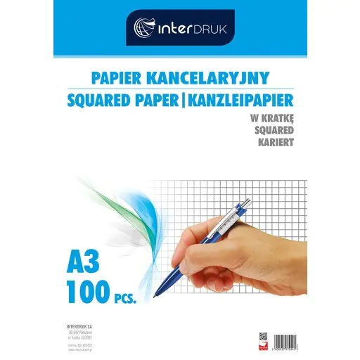 ⁨Papier kancelar.A3 kratka(100) INTERDRUK⁩ w sklepie Wasserman.eu