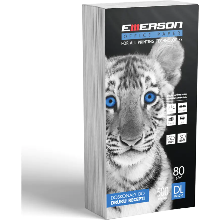 ⁨Photocopying paper EMERSON TIGER DL (210x99mm) (prescription) 80g 500ark white⁩ at Wasserman.eu