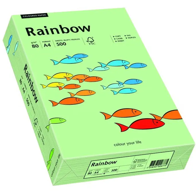 ⁨Papier ksero A4 80g RAINBOW R75 przygaszona zieleń 88042629⁩ w sklepie Wasserman.eu