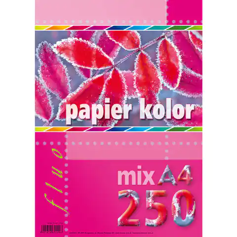⁨Papier A4 FLUO mix 250ark 5kol KRESKA⁩ w sklepie Wasserman.eu