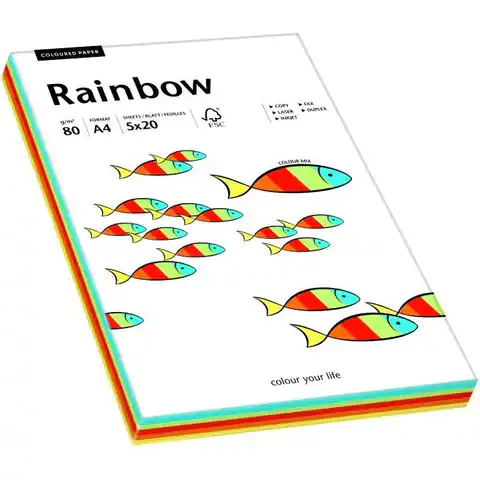⁨Colour photocopying paper A4 80g RAINBOW mix intensive 88043188⁩ at Wasserman.eu