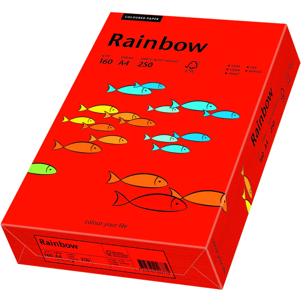 ⁨Papier ksero A4 160g RAINBOW R28 ciemnoczerwony 88042483⁩ w sklepie Wasserman.eu
