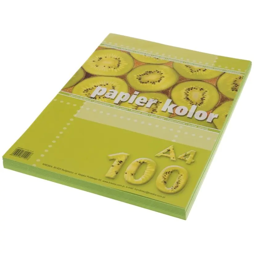 ⁨Papier ksero A4 KRESKA jasny zielony 100ark⁩ w sklepie Wasserman.eu