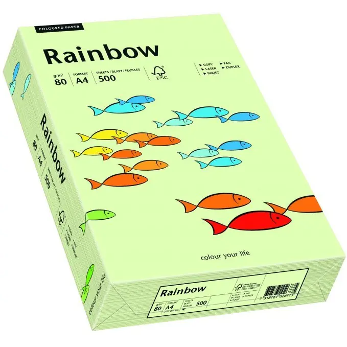 ⁨Colour photocopying paper A4 80g RAINBOW R72 pale green 88042585⁩ at Wasserman.eu