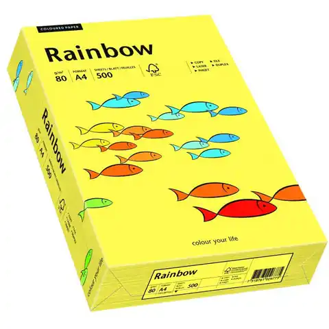 ⁨Papier ksero kolorowy A4 80g RAINBOW żółty R16 88042343⁩ w sklepie Wasserman.eu
