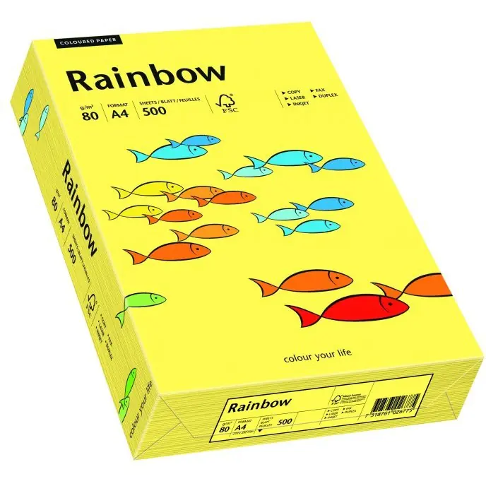 ⁨Papier ksero kolorowy A4 80g RAINBOW żółty R16 88042343⁩ w sklepie Wasserman.eu