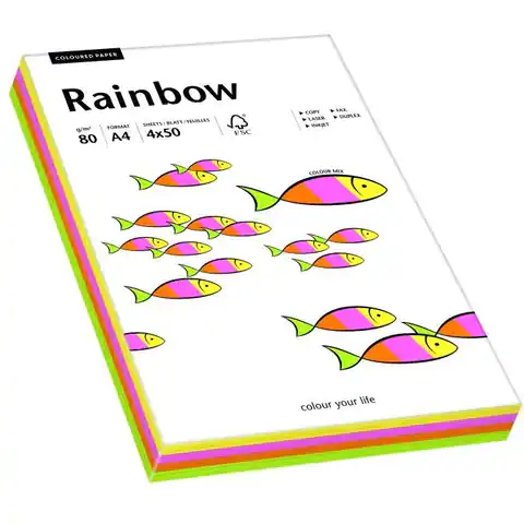 ⁨Farbkopierpapier A4 80g RAINBOW Pastell Mix (100ark) 88043187⁩ im Wasserman.eu