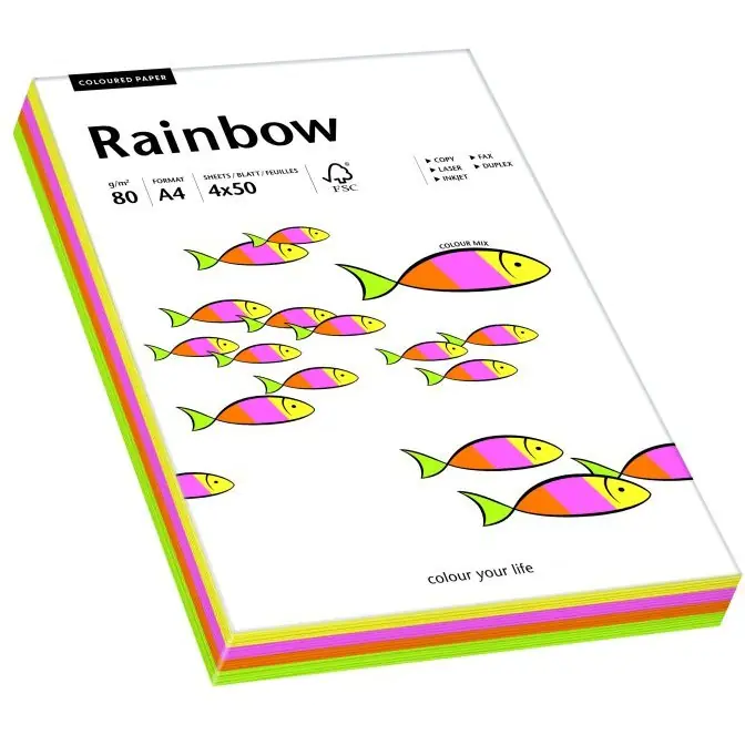 ⁨Color photocopying paper A4 80g RAINBOW pastel mix (100ark) 88043187⁩ at Wasserman.eu