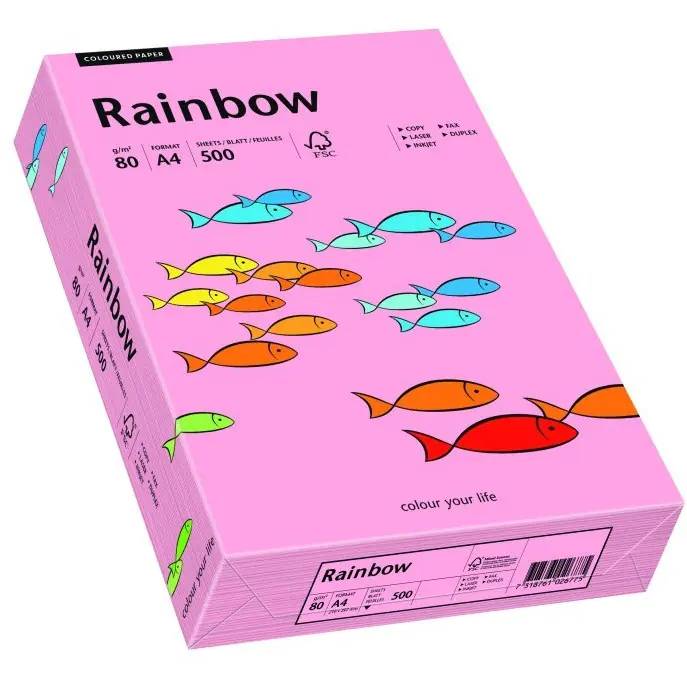 ⁨Papier ksero A4 80g RAINBOW R55 różowy 88042541⁩ w sklepie Wasserman.eu