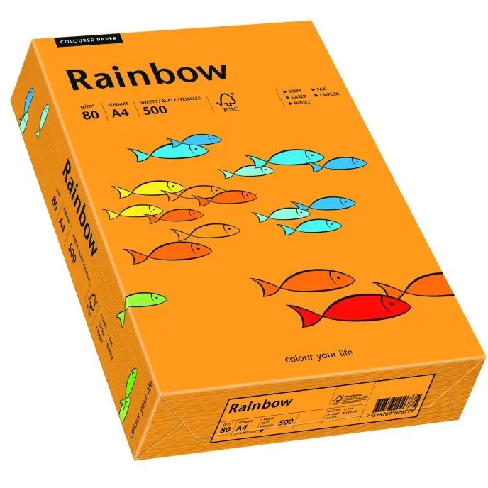 ⁨Papier ksero A4 80g RAINBOW R24 pomarańczowy 88042431⁩ w sklepie Wasserman.eu